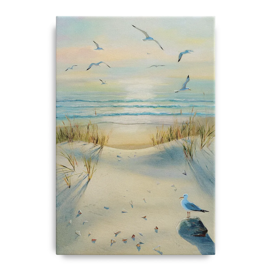Virginia Beach Seagulls in Flight - Canvas Wall Art