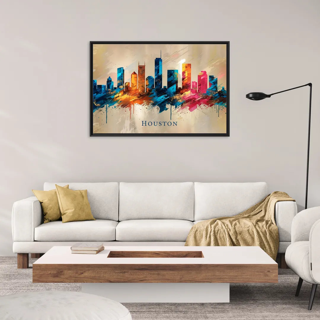 Houston Artistic Flair - Living Room Black Frame Canvas