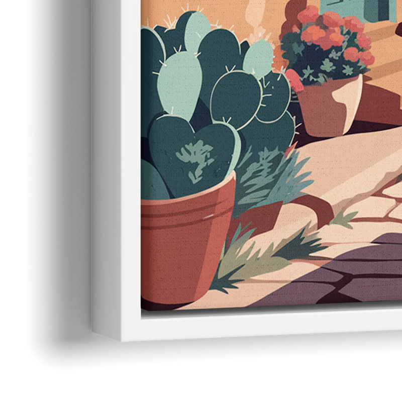 Santa Fe Southwest Charm - Close-Up White Frame Canvas