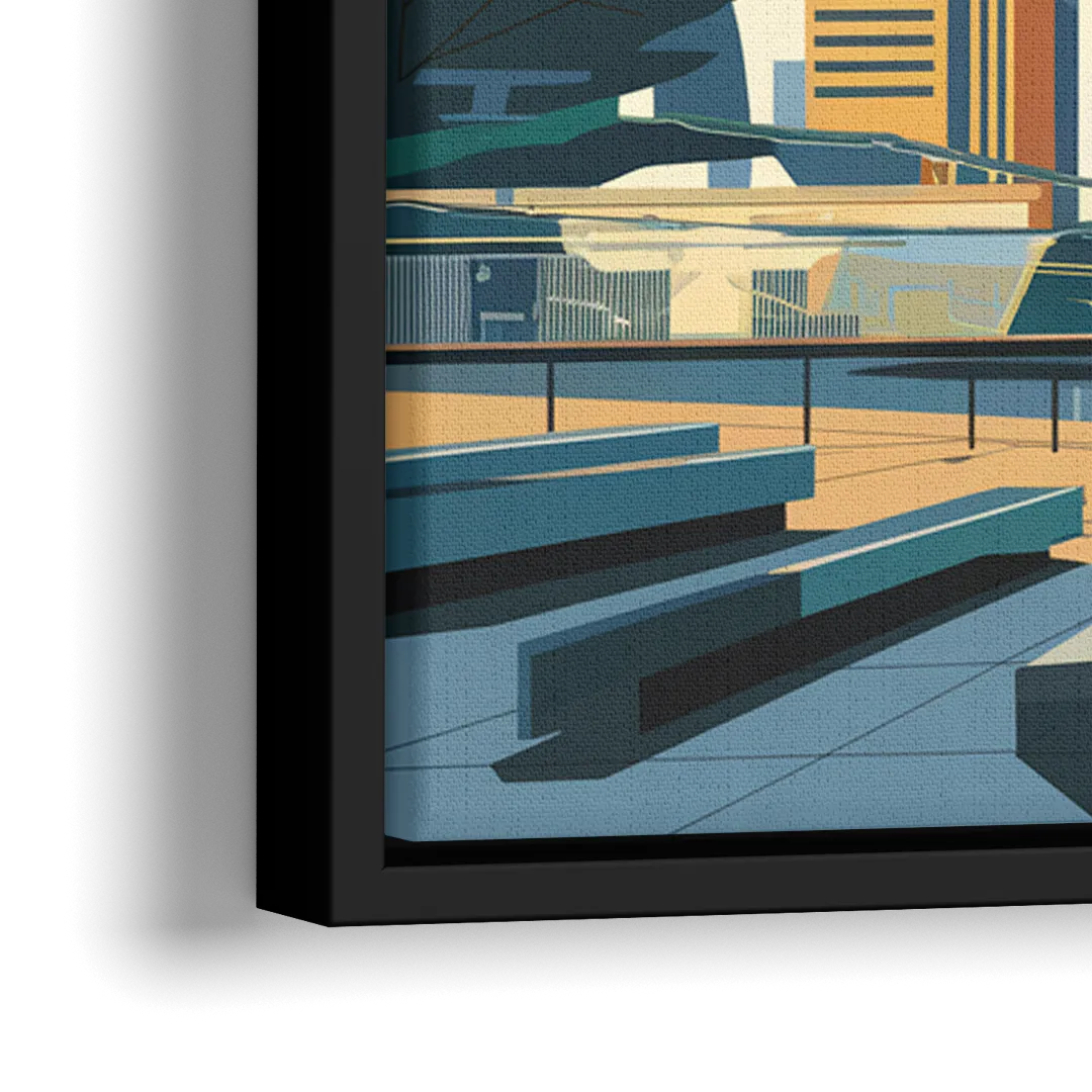 Jersey City Urban Architecture - Close-Up Black Frame Canvas