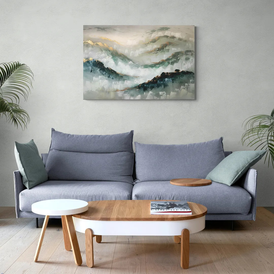 Gatlinburg Misty Mountain Gray Landscape - Canvas Wall Art Living Room