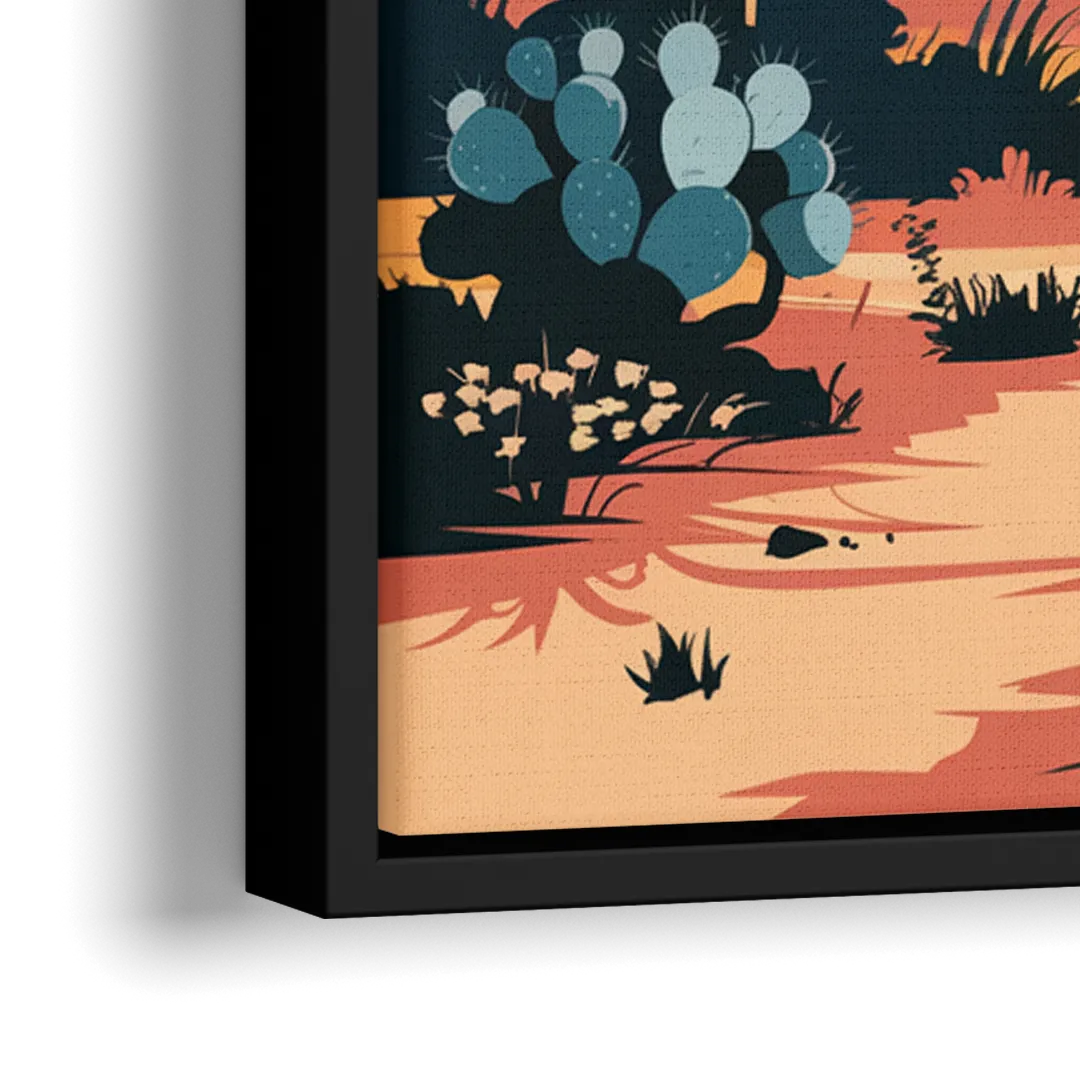Tucson Desert Sunset - Close-Up Black Frame Canvas