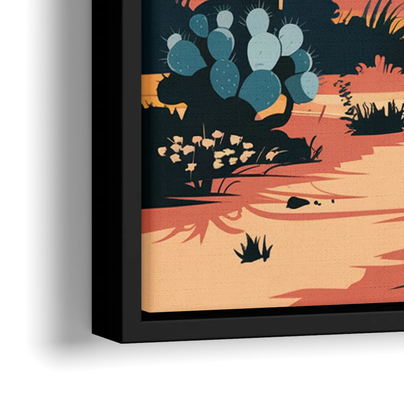 Tucson Desert Sunset - Close-Up Black Frame Canvas