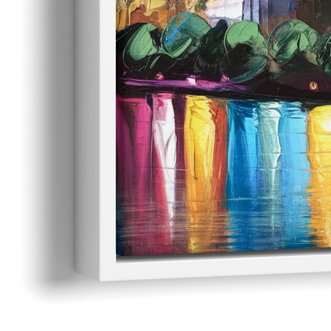 Dallas Skyline at Sunset - Close-Up White Frame Canvas