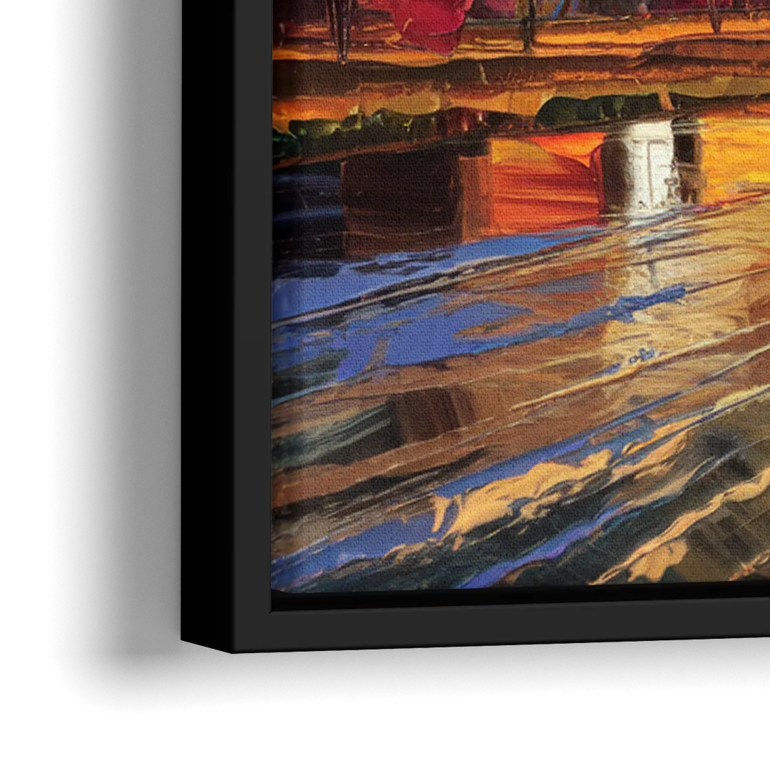 Minneapolis Mississippi River View - Close-Up Black Frame Canvas