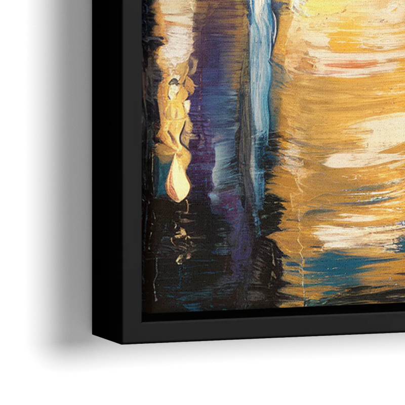 Grand Rapids Nighttime Skyline Glow - Close-Up Black Frame Canvas