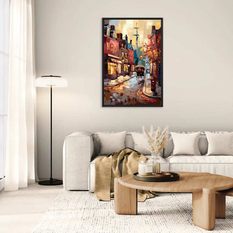 Salem New England Streets - Living Room Black Frame Canvas