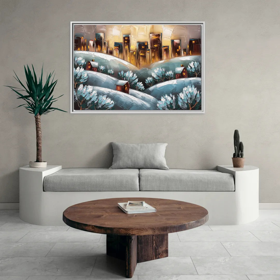 Fort Wayne Winter Wonderland - Living Room White Frame Canvas