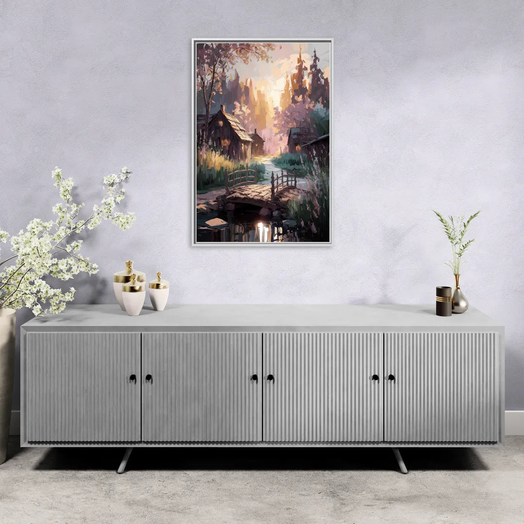 New Hope Rustic Charm - Living Room White Frame Canvas