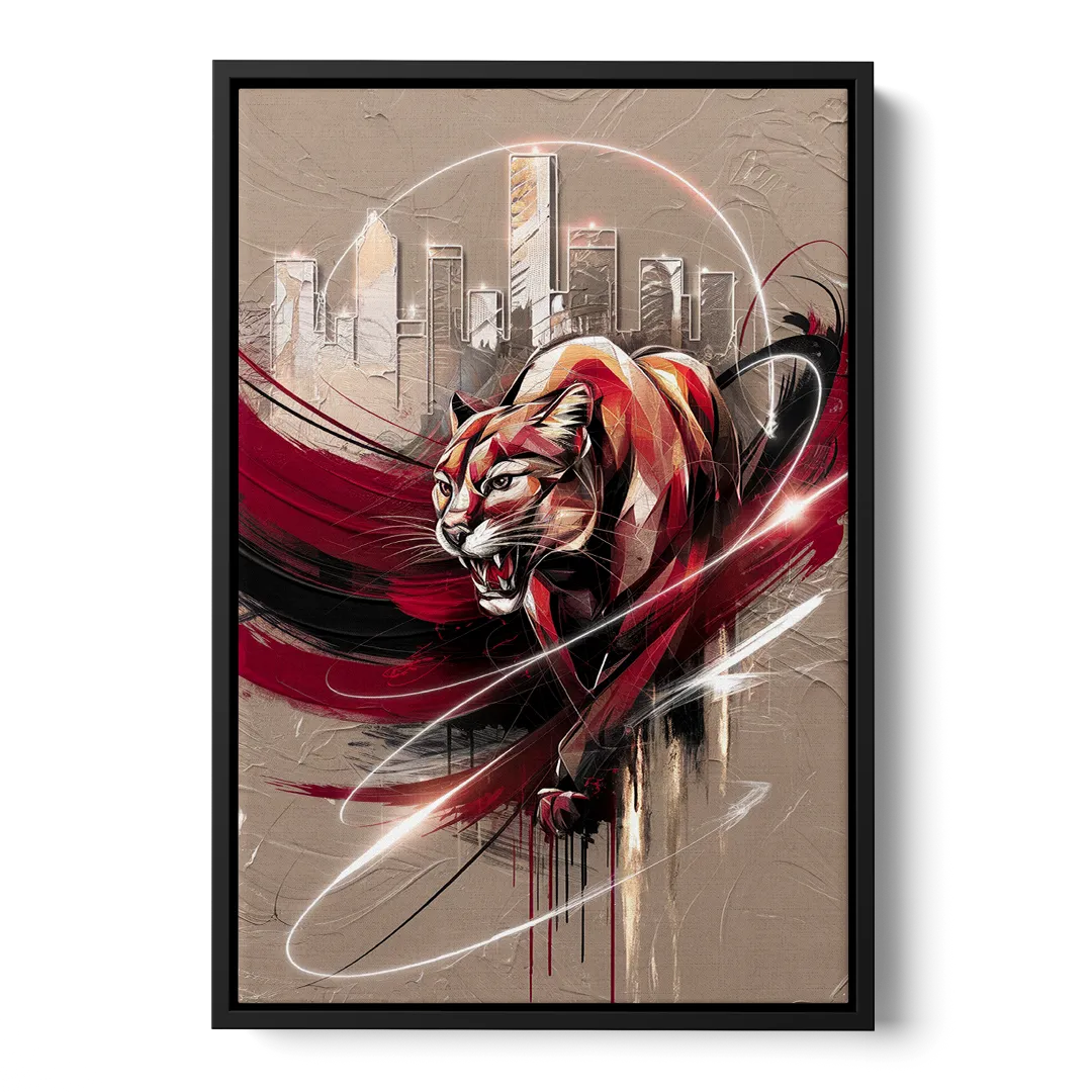 Houston Cougars Passion - Black Frame Canvas