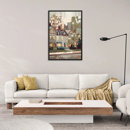 Madison Neighborhood Charm - Living Room Black Frame Canvas