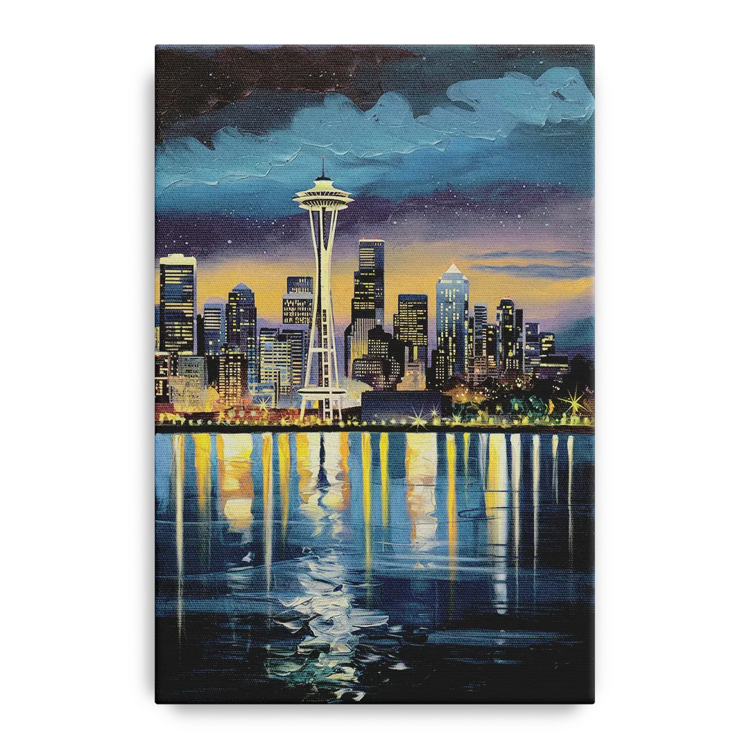 Seattle Skyline Reflection - Canvas Wall Art