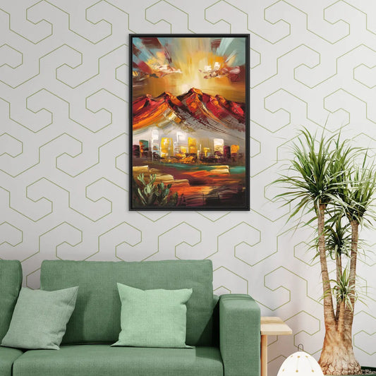 El Paso Mountain Horizon - Living Room Black Frame Canvas