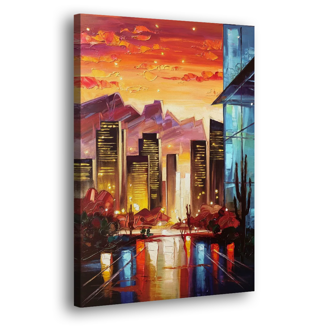 Phoenix Sunsets Over the City - Canvas Print Art Sides
