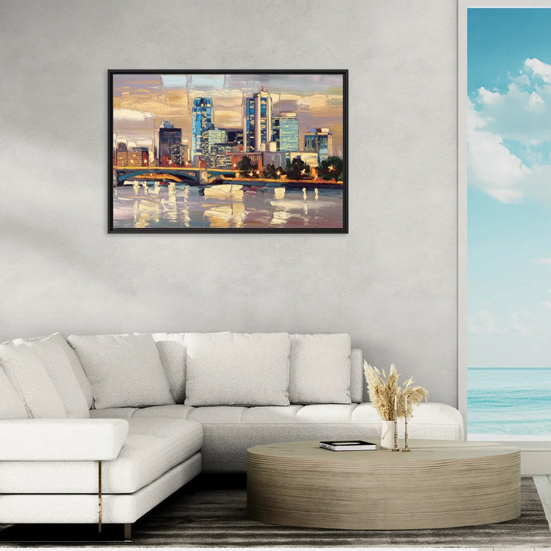 Minneapolis Modern Architectural Beauty - Living Room Black Frame Canvas