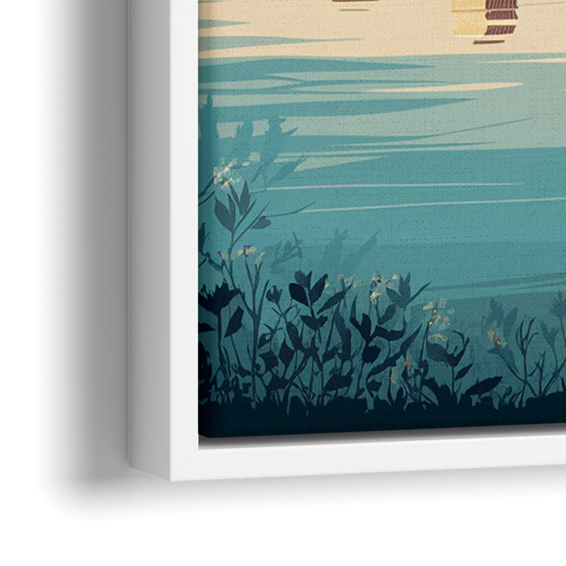 Garland Skyline Reflection - Close-Up White Frame Canvas