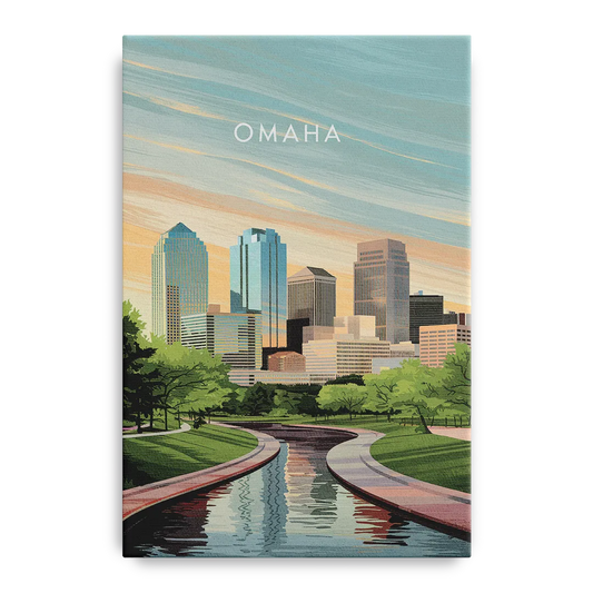 Omaha Downtown View - Canvas Wall Art