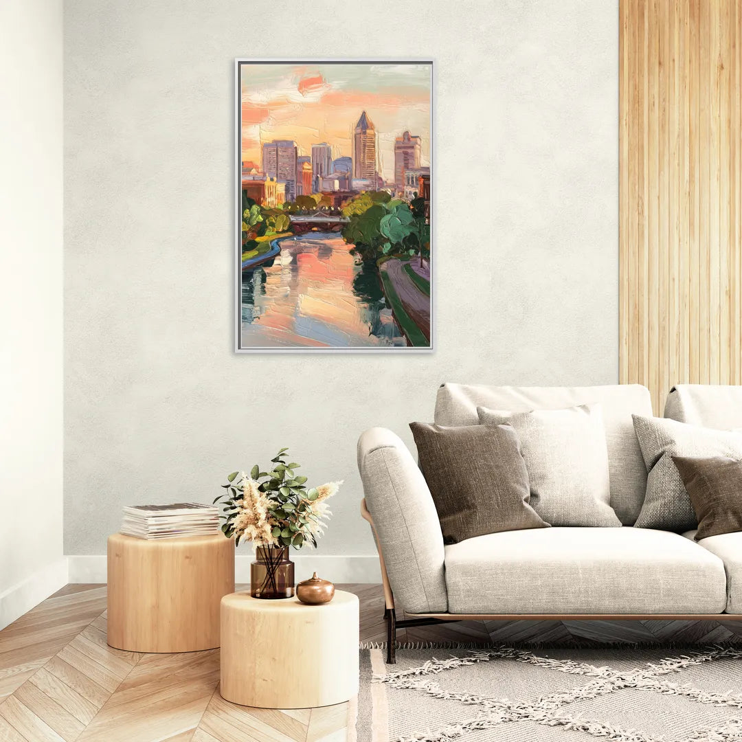 Richmond Downtown Charm - Living Room White Frame Canvas