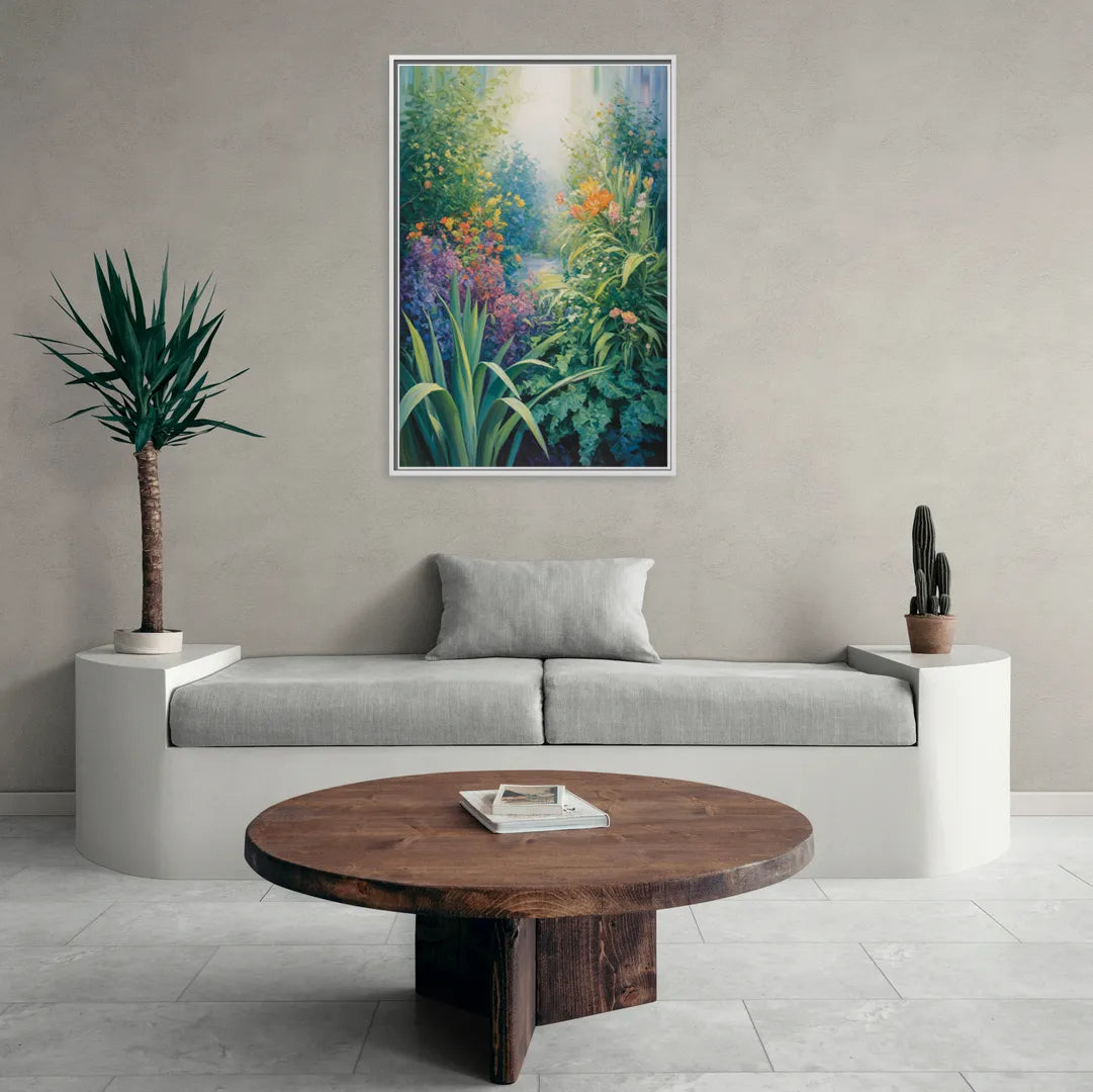 Montreal Botanical Garden - Living Room White Frame Canvas