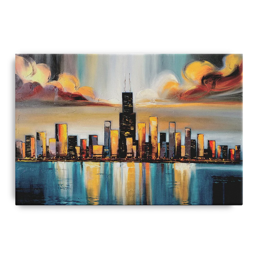 Chicago Skyline With Willis Tower - Canvas Wall Art