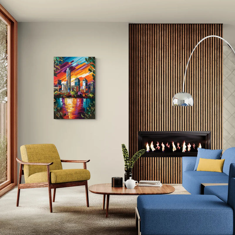 Austin Downtown Vibes - Canvas Wall Art Living Room