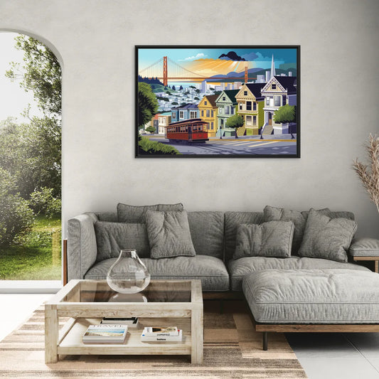 San Francisco Urban Landscape - Living Room Black Frame Canvas