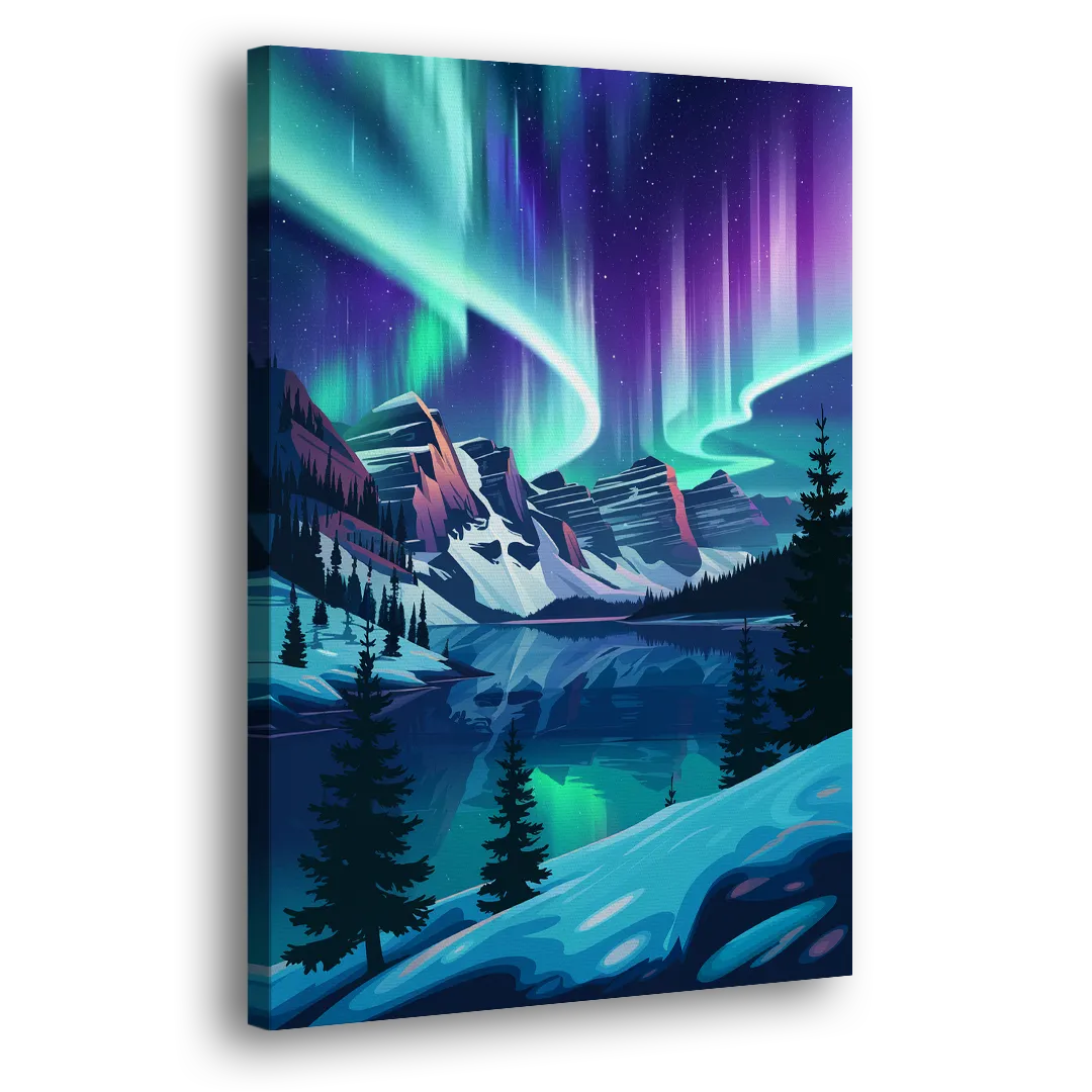 Aurora Night Horizon - Canvas Print Art Sides
