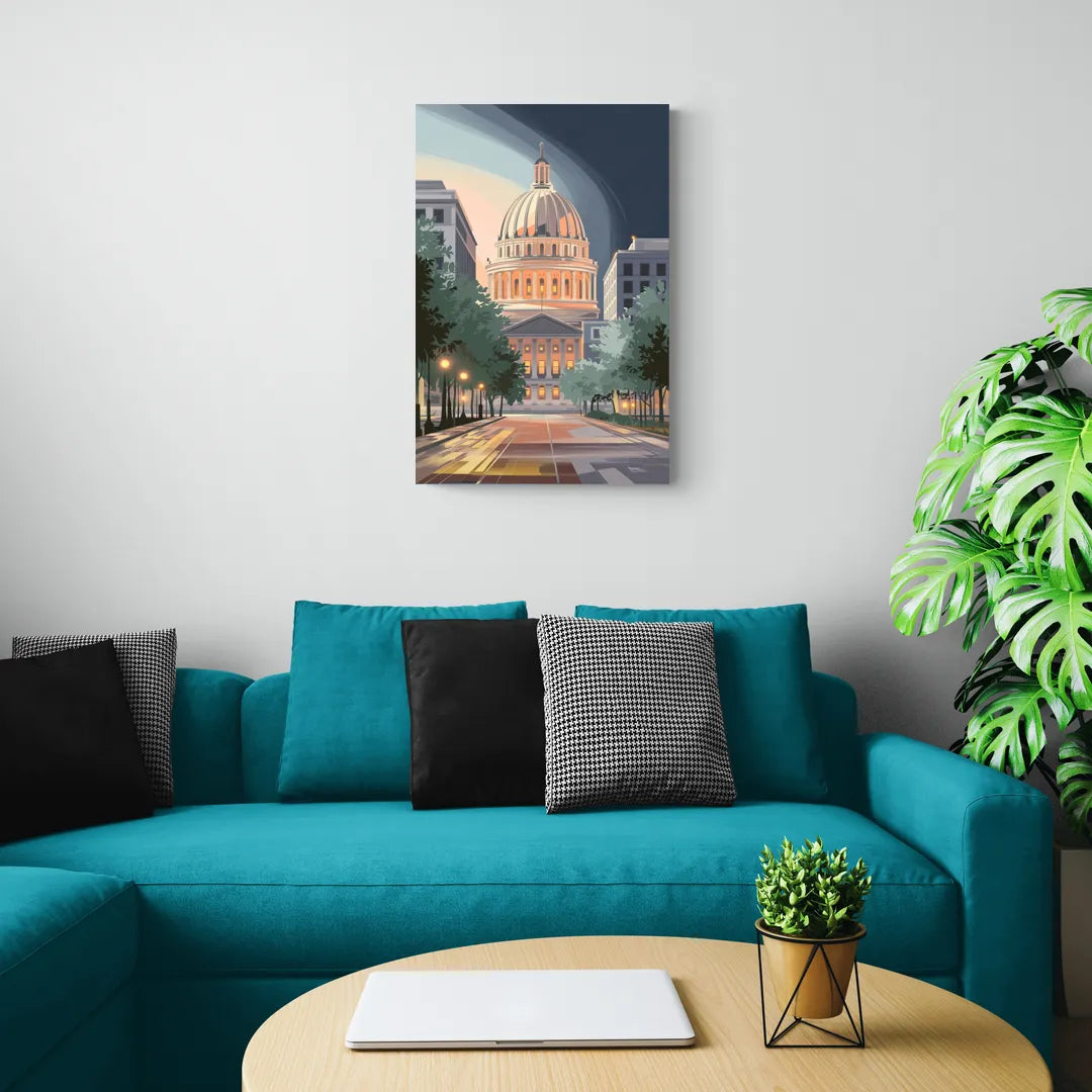 Madison Capitol Dome Glow - Canvas Wall Art Living Room