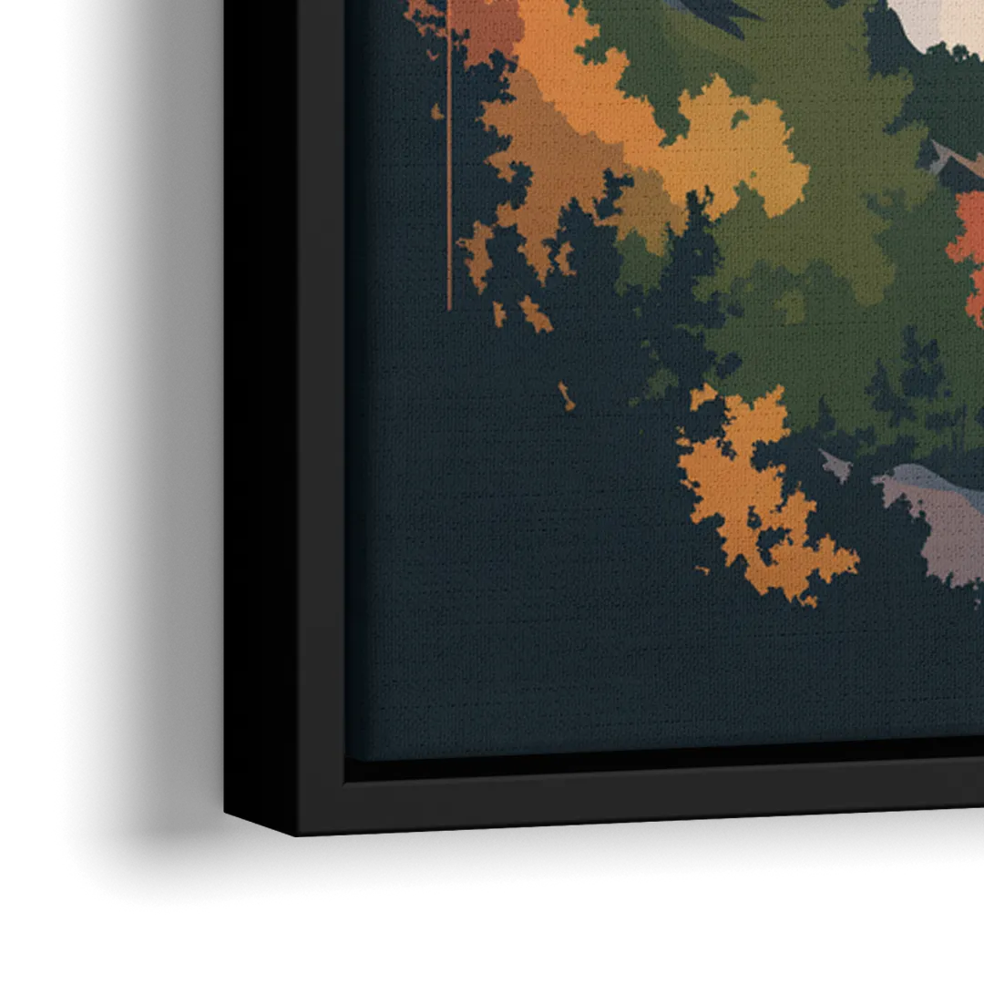 Niagara Falls at Sunset - Close-Up Black Frame Canvas