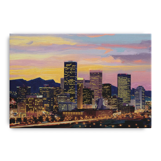Denver Skyline At Dusk - Canvas Wall Art