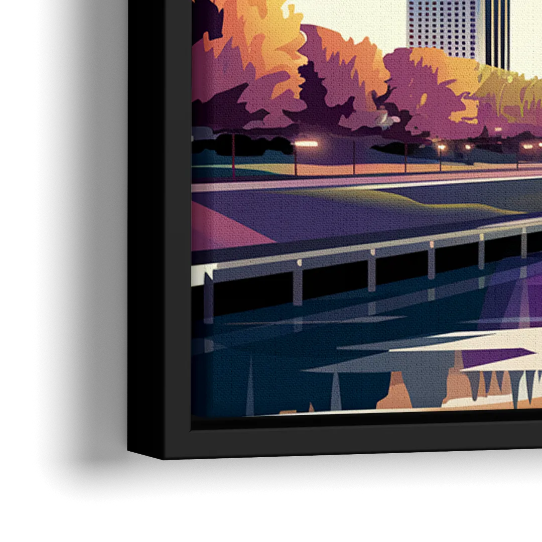 Marietta Skyline Sunset - Close-Up Black Frame Canvas