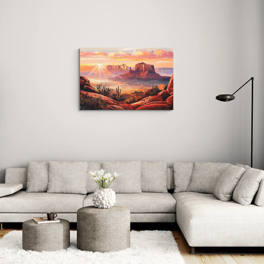 Sedona Sunrise Over Mesa - Canvas Wall Art Living Room