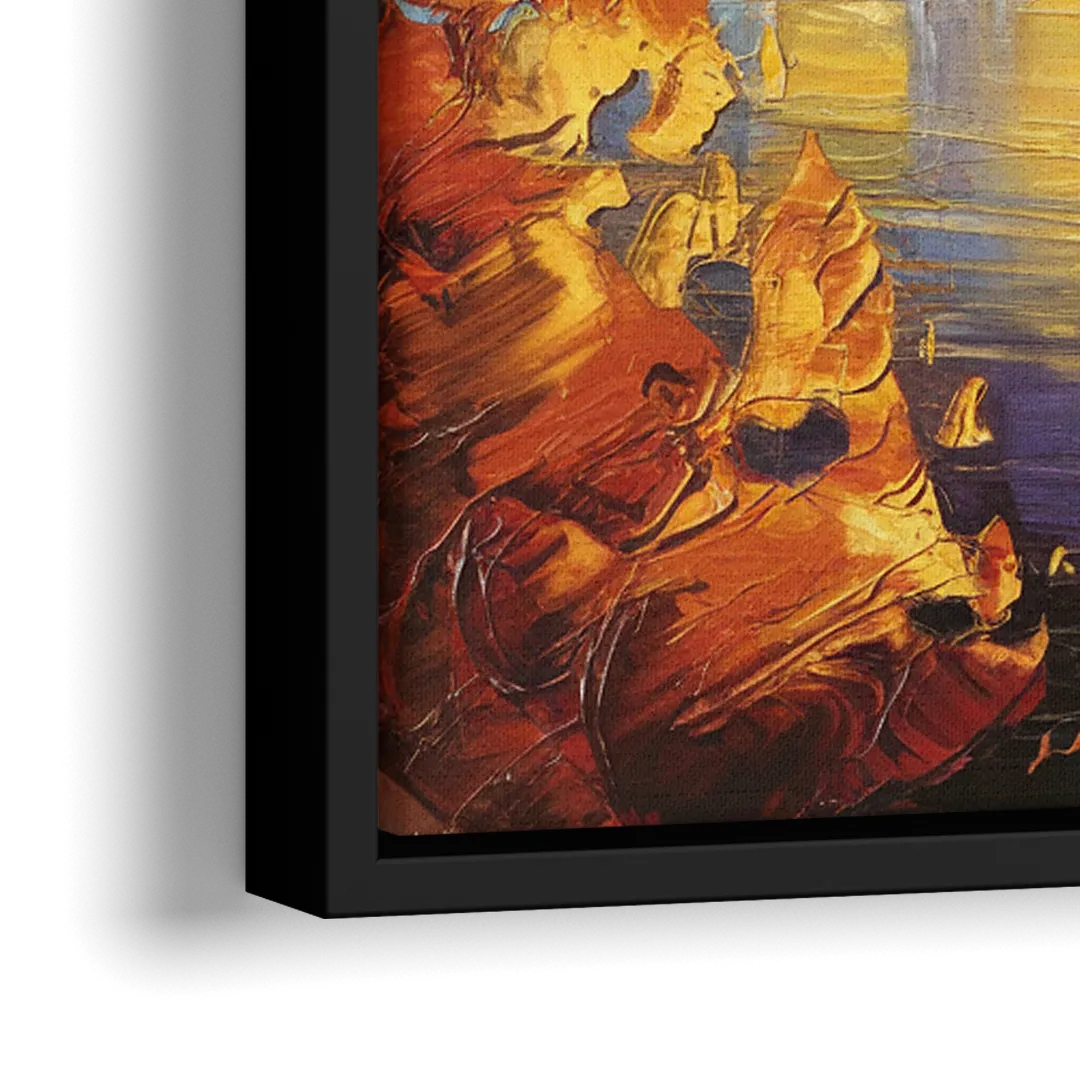 Pittsburgh Skyline in Autumn - Close-Up Black Frame Canvas