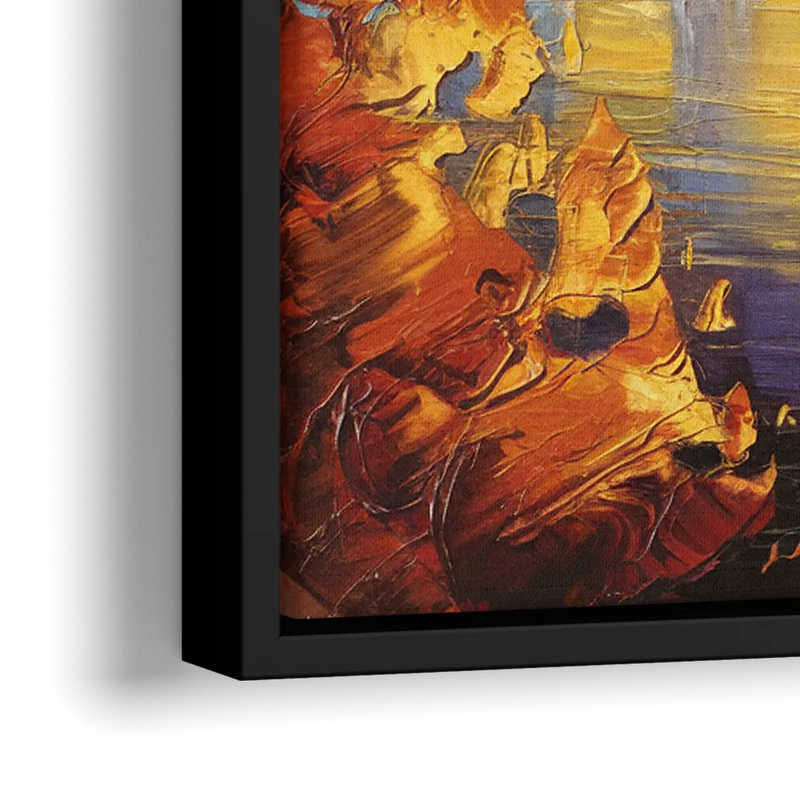 Pittsburgh Skyline in Autumn - Close-Up Black Frame Canvas