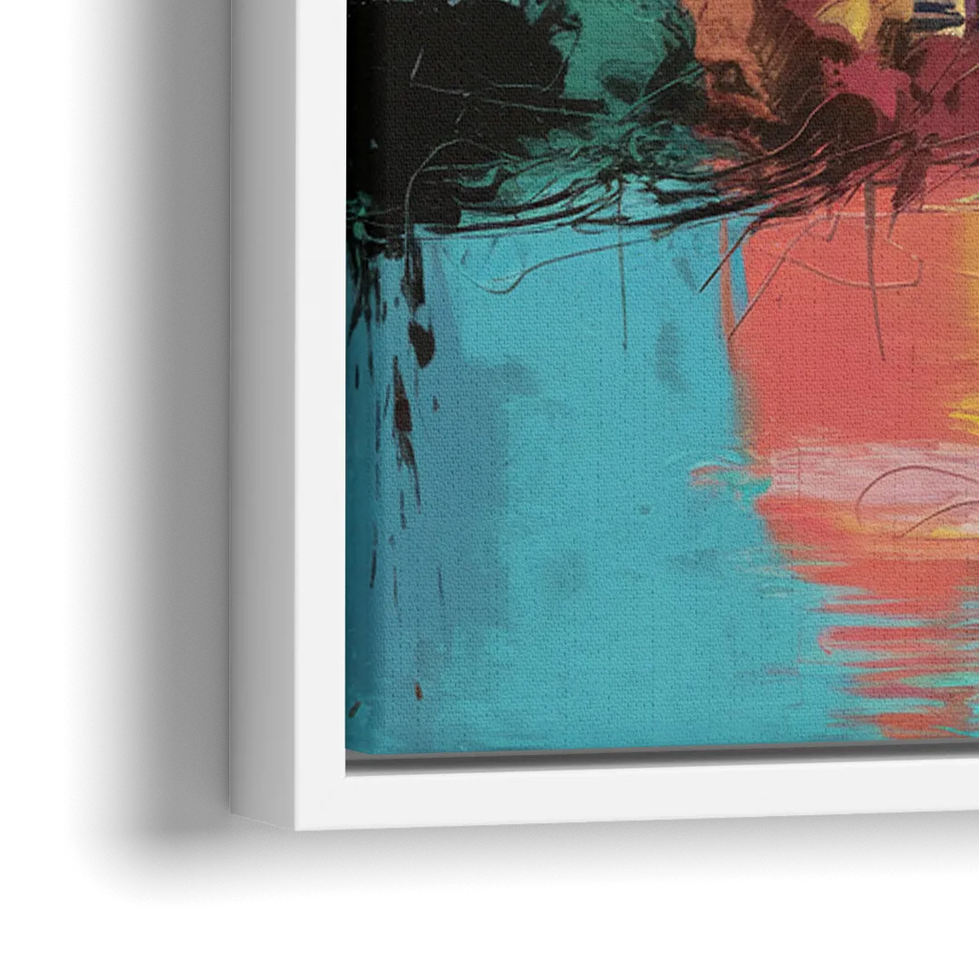 Atlanta Skyline Panoramic View - Close-Up White Frame Canvas