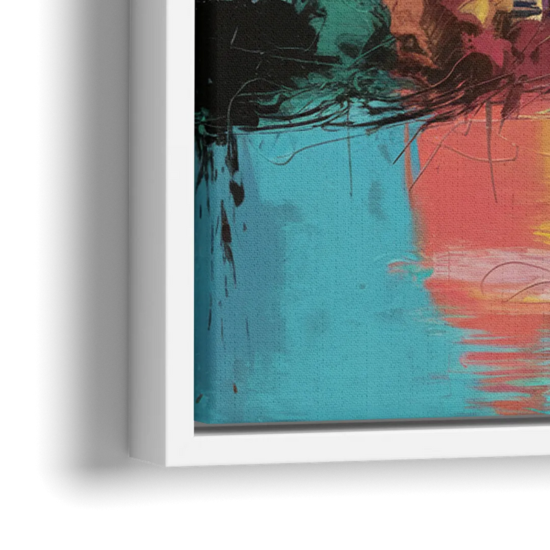 Atlanta Skyline Panoramic View - Close-Up White Frame Canvas