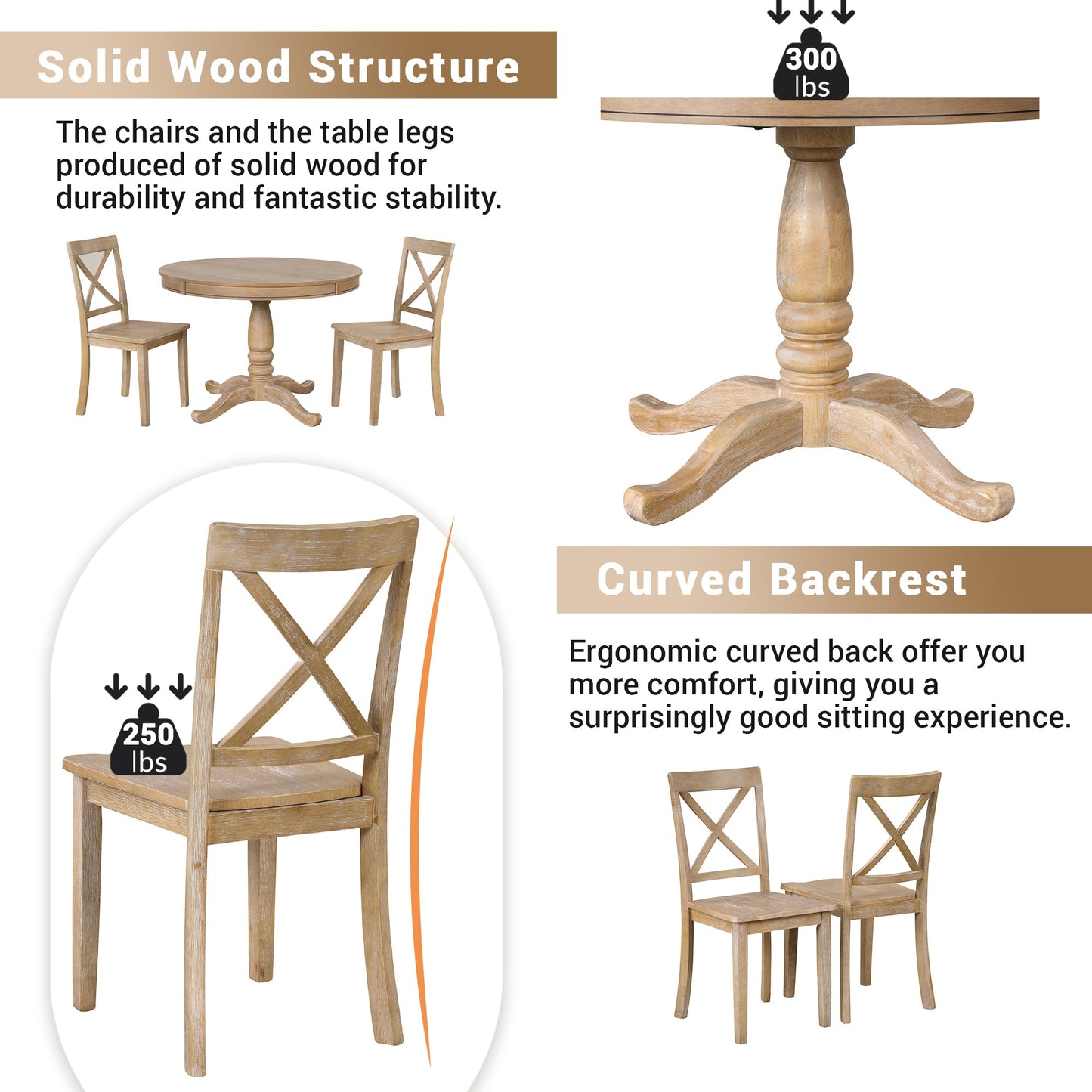 Elegant 4-Person Round Dining Table Set with Matching Chairs