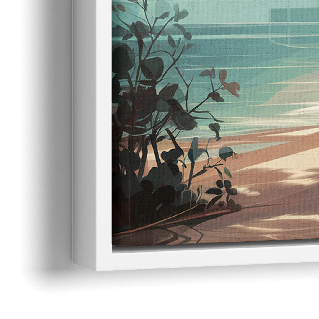 Key West Palm Tree Serenity - Close-Up White Frame Canvas