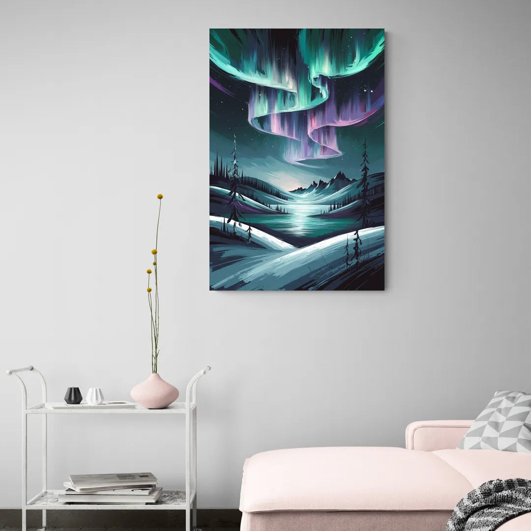 Aurora Skyline Glow - Canvas Wall Art Living Room