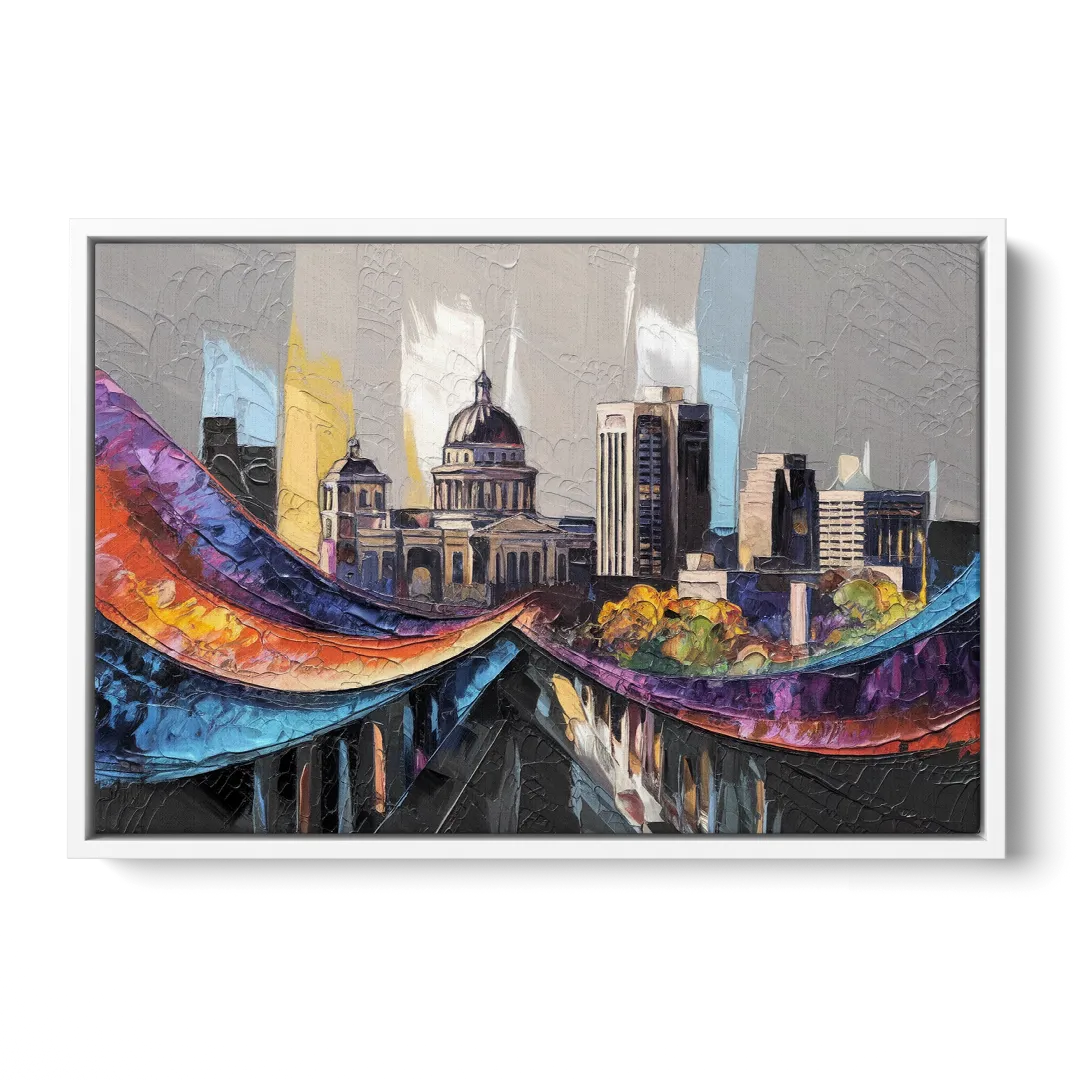 Des Moines Historic Landmarks - White Frame Canvas