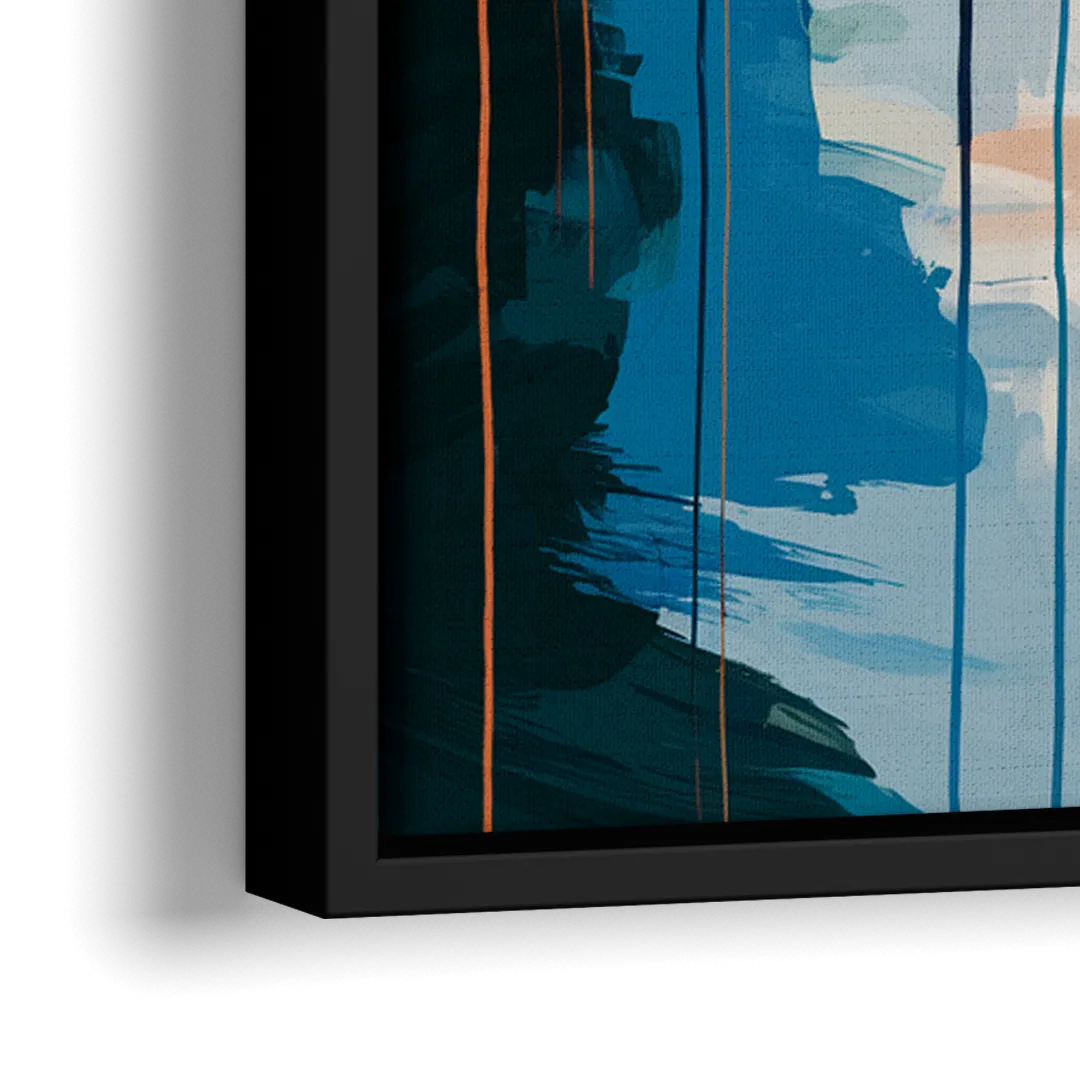 Buffalo Skyline Panorama - Close-Up Black Frame Canvas