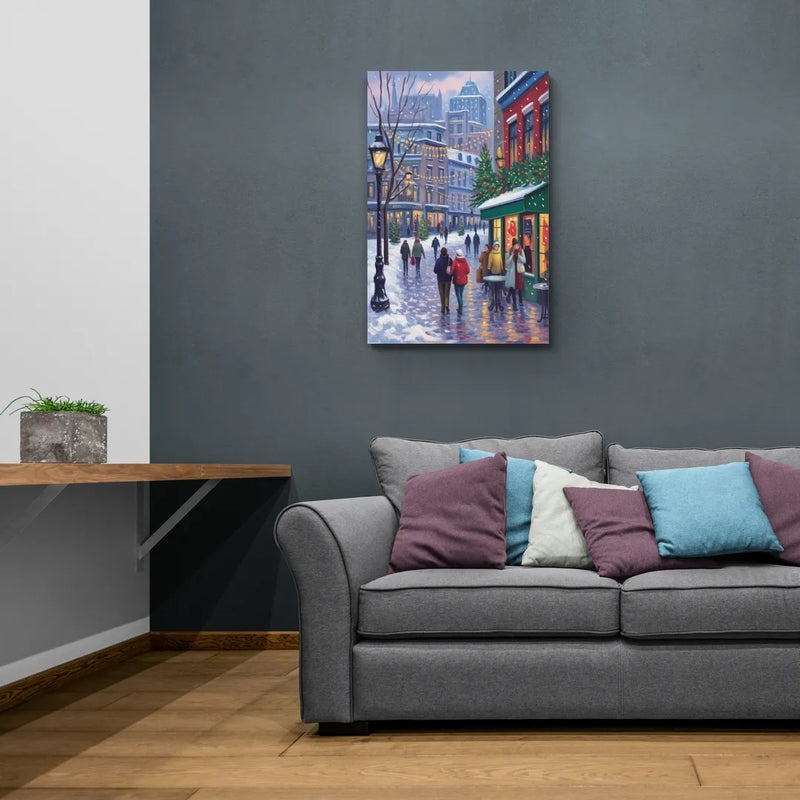 Quebec City Christmas Lights - Canvas Wall Art Living Room