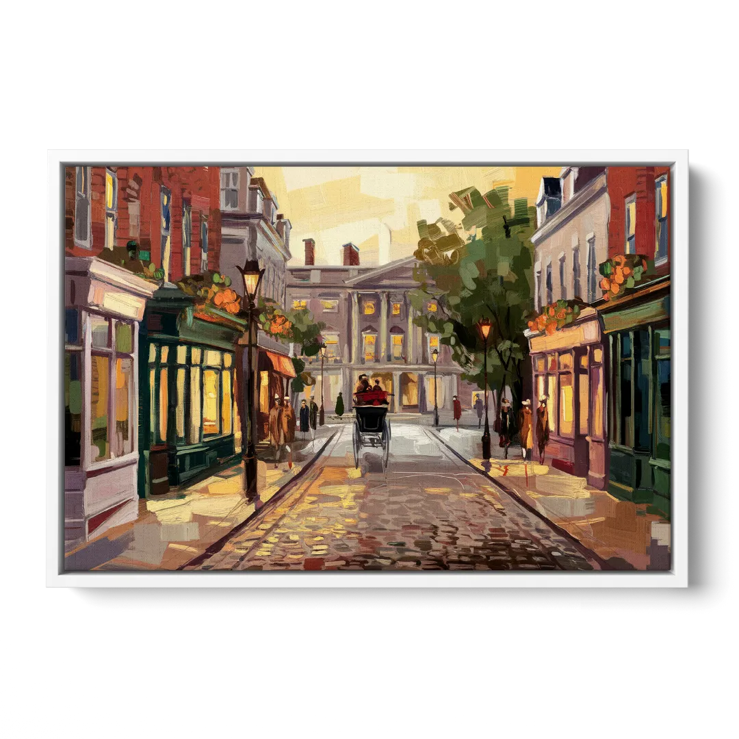 Lancaster Historic Downtown - White Frame Canvas