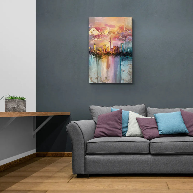 San Antonio Skyline Sunset - Canvas Wall Art Living Room