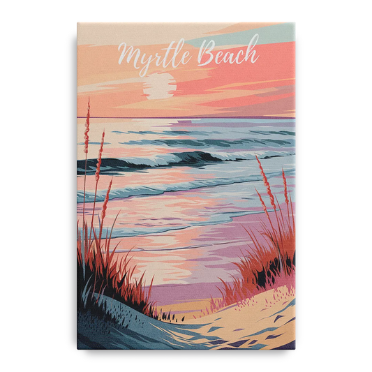 Myrtle Beach Sunset Reflections - Canvas Wall Art