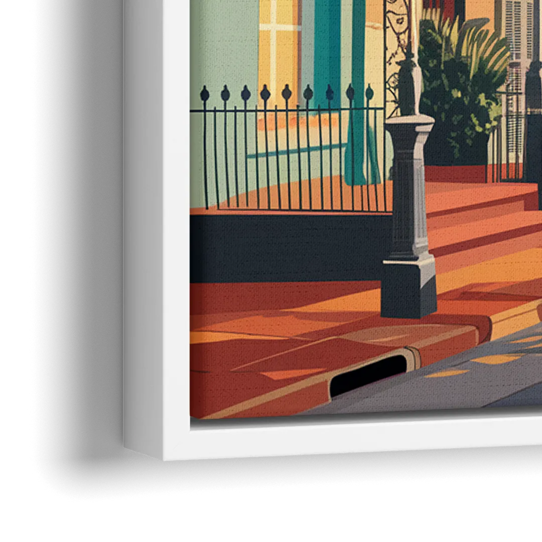 New Orleans Historic Architecture - Close-Up White Frame Canvas