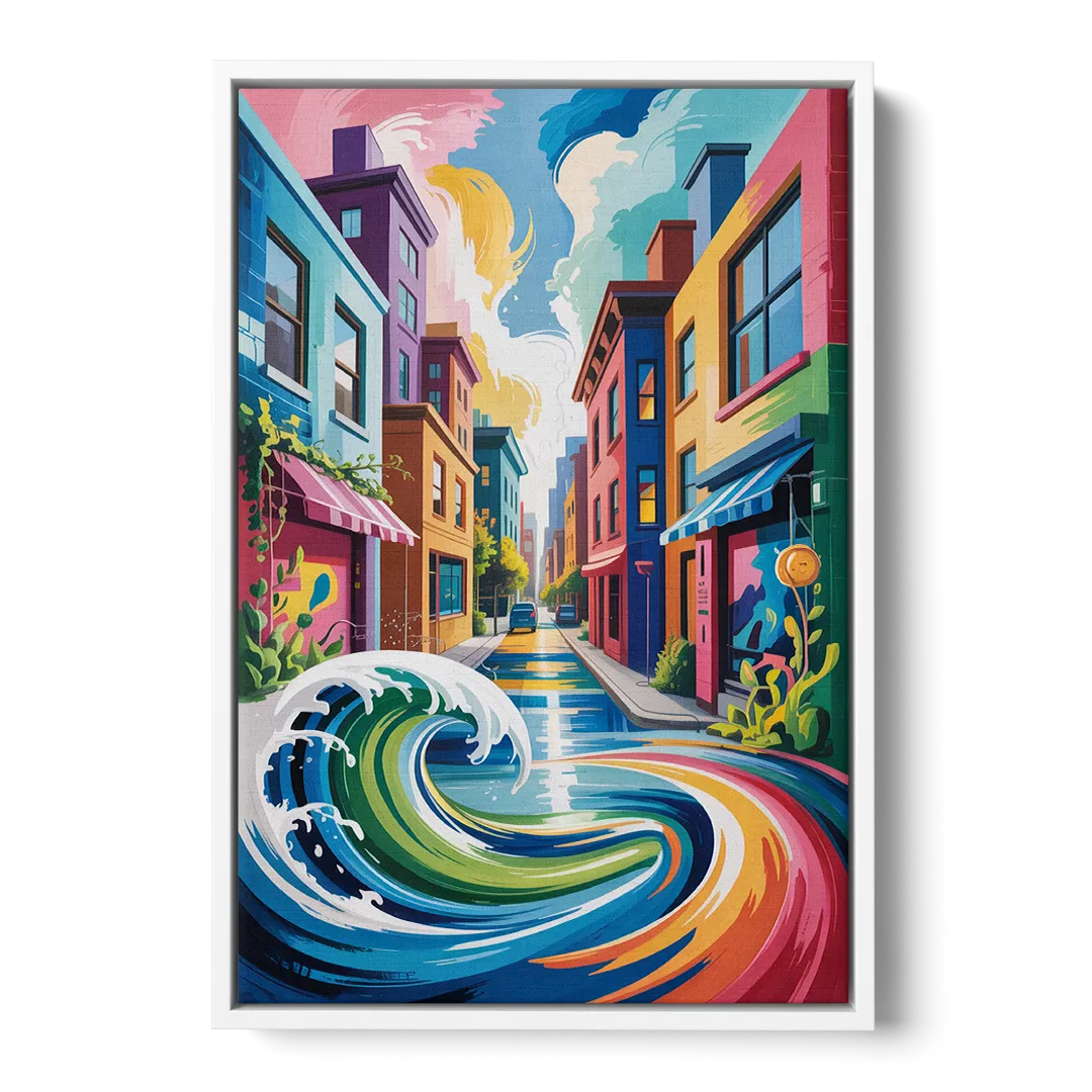 Graffiti Alley Urban - White Frame Canvas