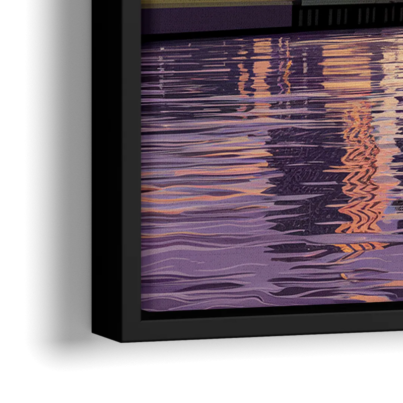 Norfolk Skyline at Sunset - Close-Up Black Frame Canvas