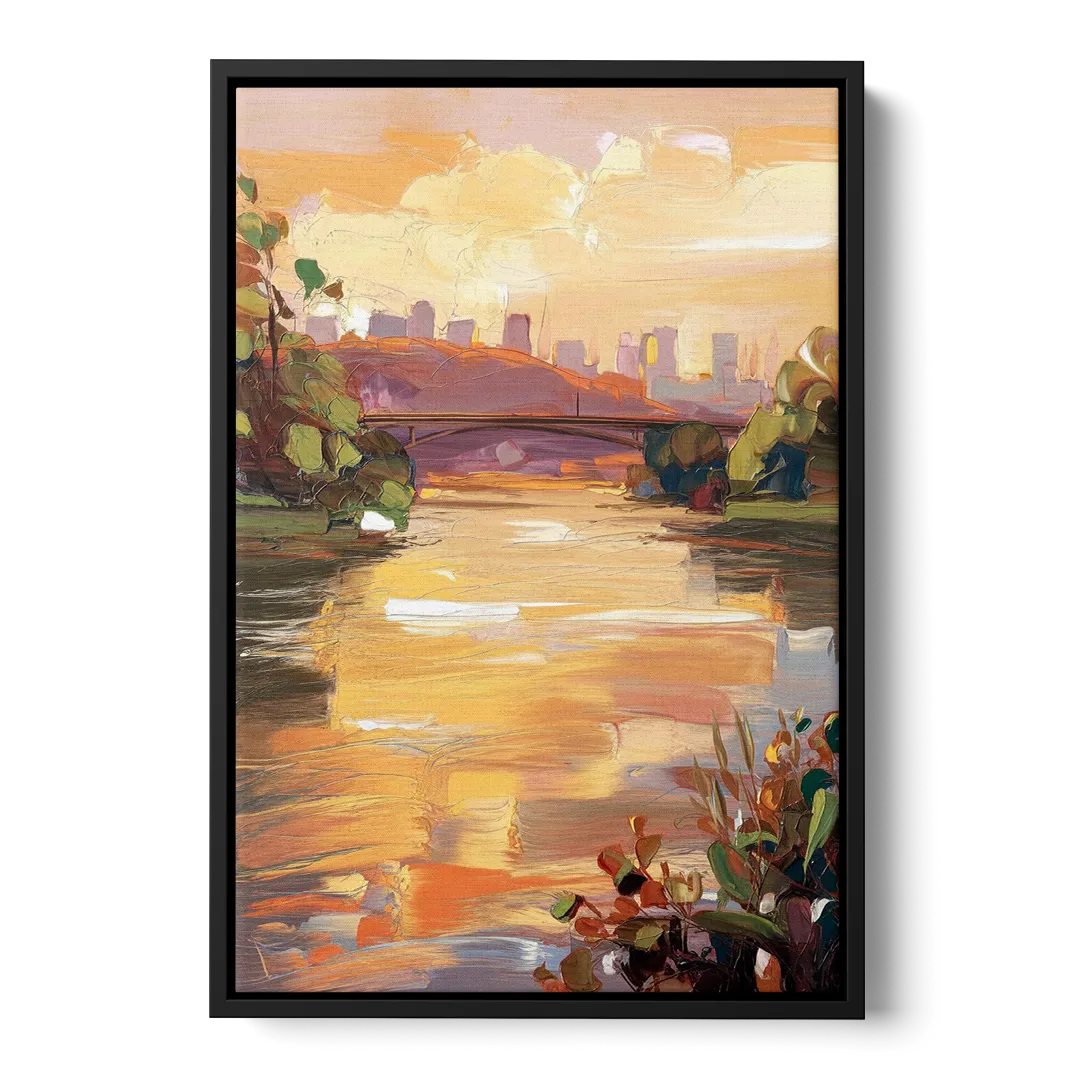Knoxville Tennessee River View - Black Frame Canvas