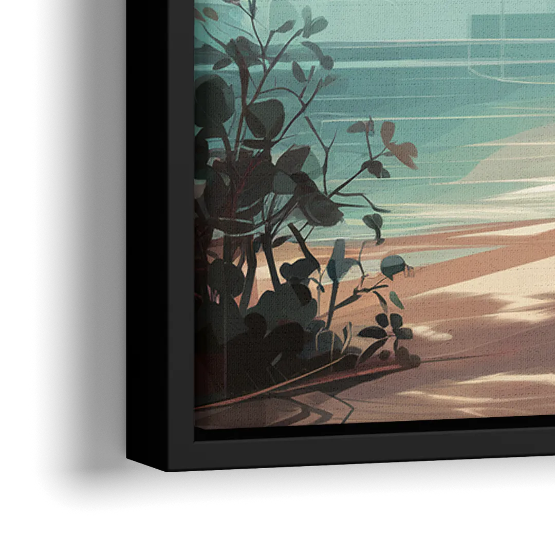 Key West Palm Tree Serenity - Close-Up Black Frame Canvas